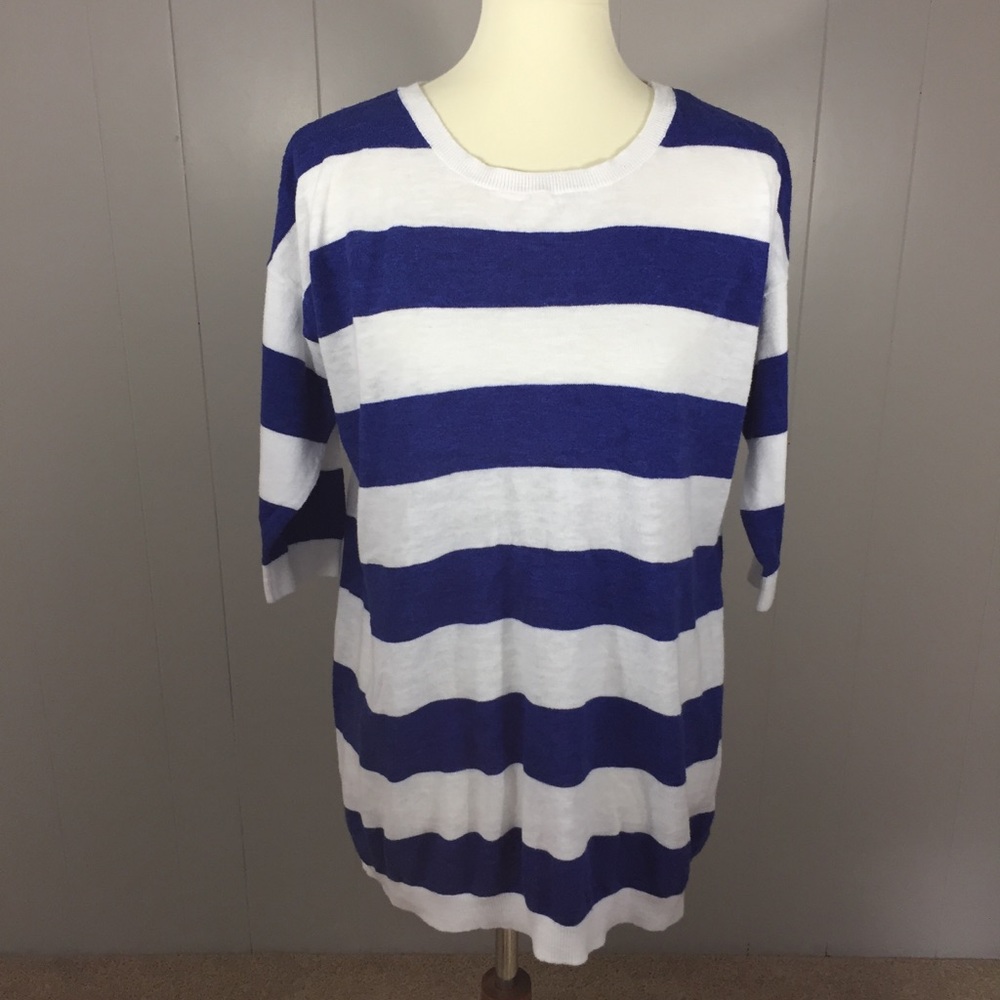 Blue and white stripe nautical tunic sweater